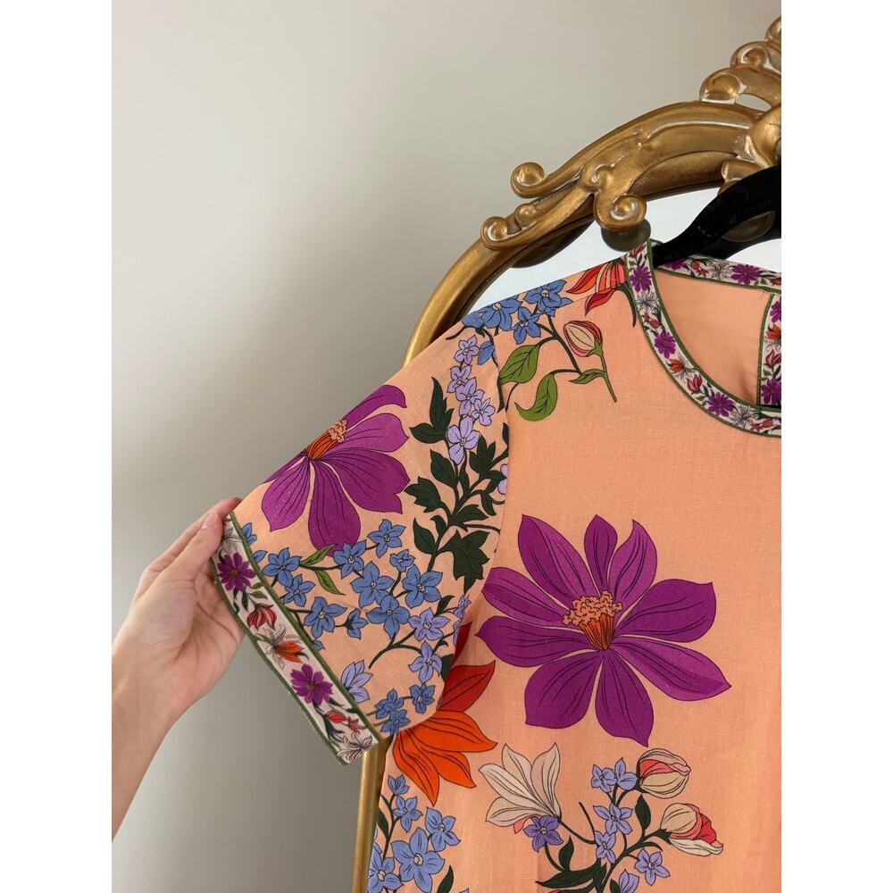 RARE Elizabeth James The Label Tess Midi Peach Floral Dress - Picture 2 of 10